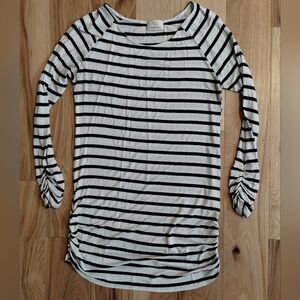Vanilla Bay black and white stripped long sleeve shirt with ruching on seams